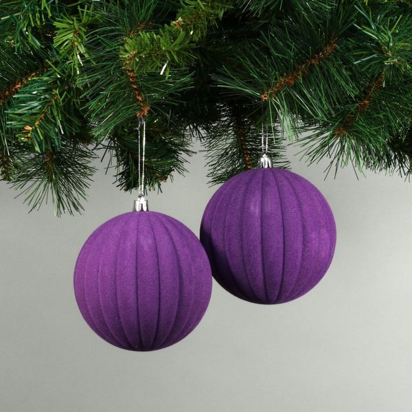 Purple 10cm Velvet Watermelon Baubles