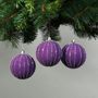 Purple 8cm Velvet Baubles with Glitter