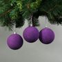 Purple 8cm Velvet Baubles