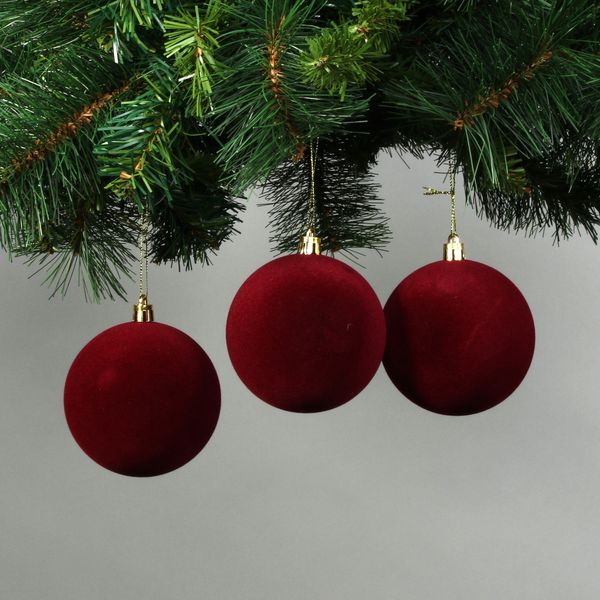 Red 8cm Velvet Baubles