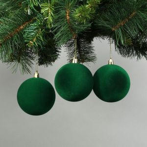 Green 8cm Velvet Baubles