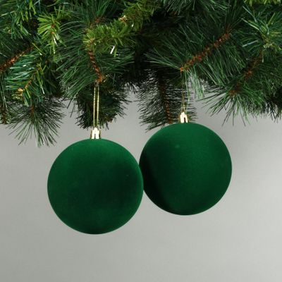 Green 10cm Velvet Baubles