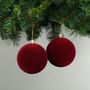 Red 10cm Velvet Baubles