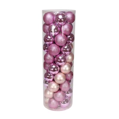 Pink 10cm Plastic Ball in tube (matt,shiny,glitter) x 50