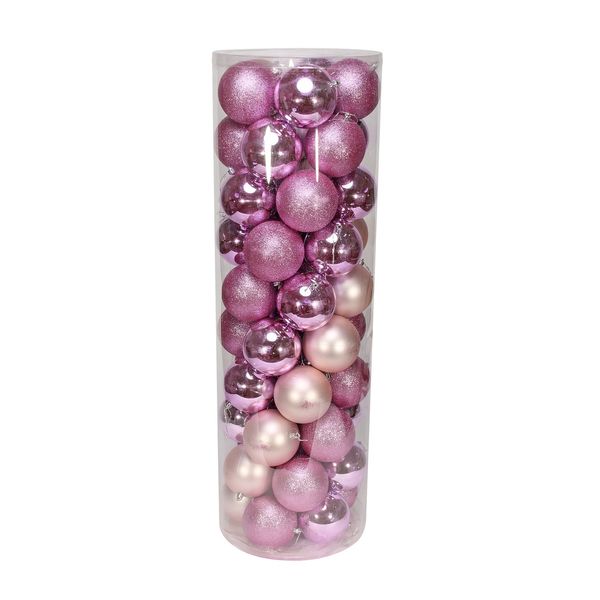 Pink 10cm Plastic Ball in tube (matt,shiny,glitter) x 50