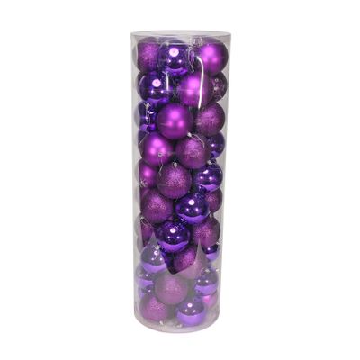 Purple 10cm Plastic Ball in tube (matt,shiny,glitter) x 50