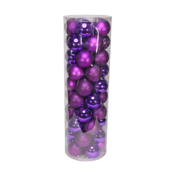 Purple 10cm Plastic Ball in tube (matt,shiny,glitter) x 50