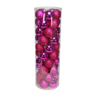 Hot Pink 10cm Plastic Ball in tube (matt,shiny,glitter) x 50