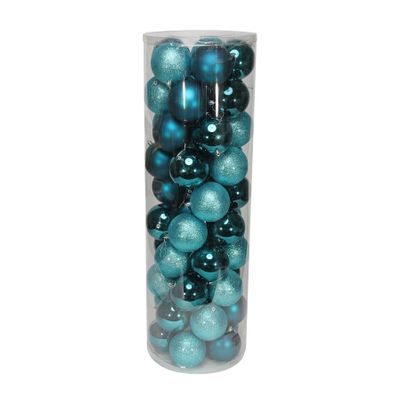 Turquoise 10cm Plastic Ball in tube (matt,shiny,glitter) x 50