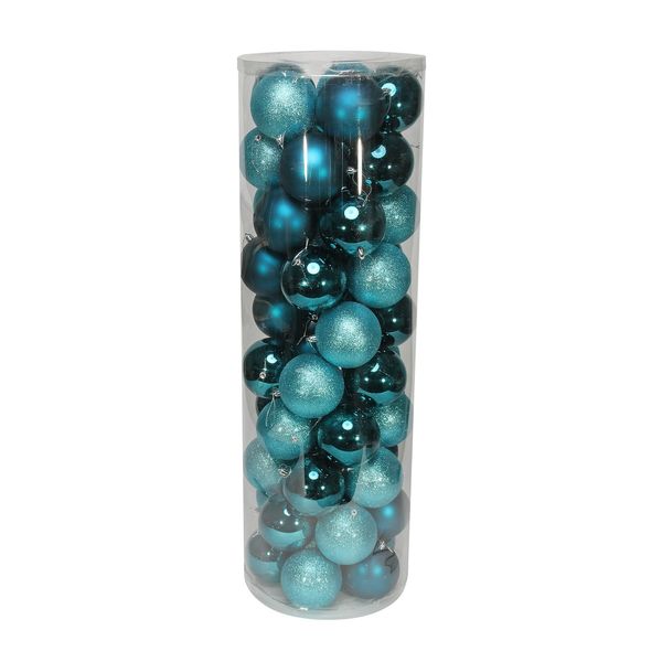 Turquoise 10cm Plastic Ball in tube (matt,shiny,glitter) x 50