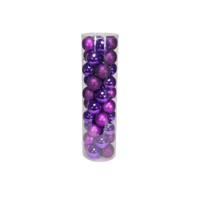 Purple 8cm Plastic Ball in tube (matt,shiny,glitter) x 40