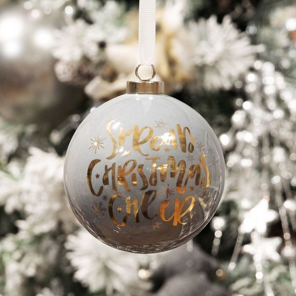 Grey & Gold Ceramic Bauble- Spread Christmas Cheer *MULTI 6*