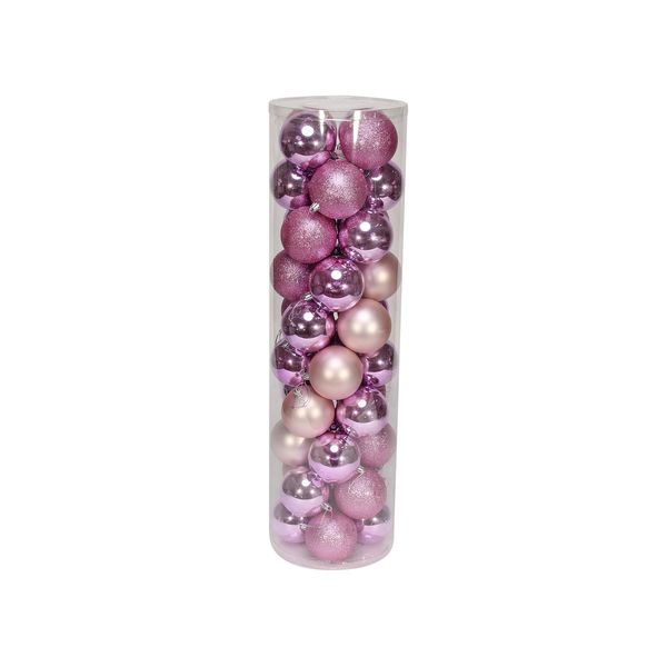 Pink 8cm Plastic Ball in tube (matt,shiny,glitter) x 40