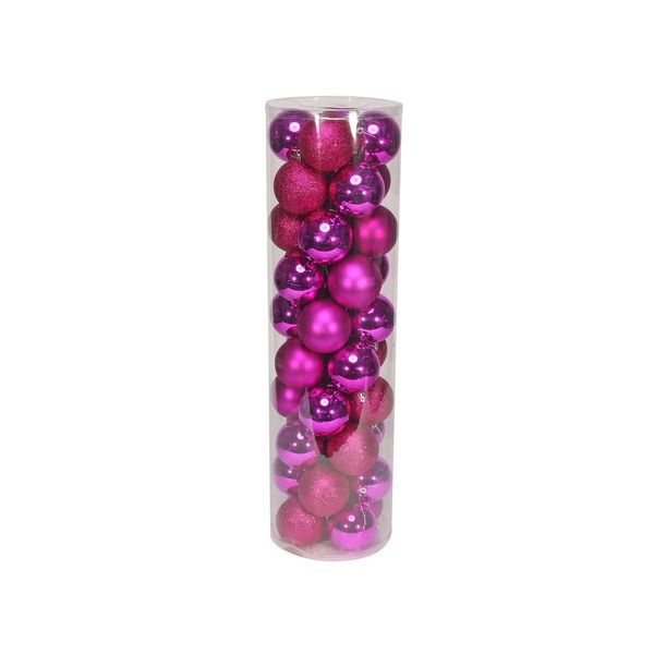 Hot Pink 8cm Plastic Ball in tube (matt,shiny,glitter) x 40