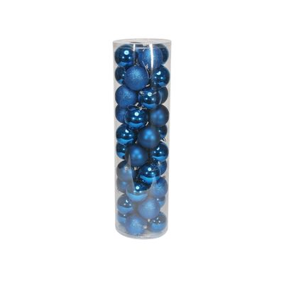 Blue 8cm Plastic Ball in tube (matt,shiny,glitter) x 40