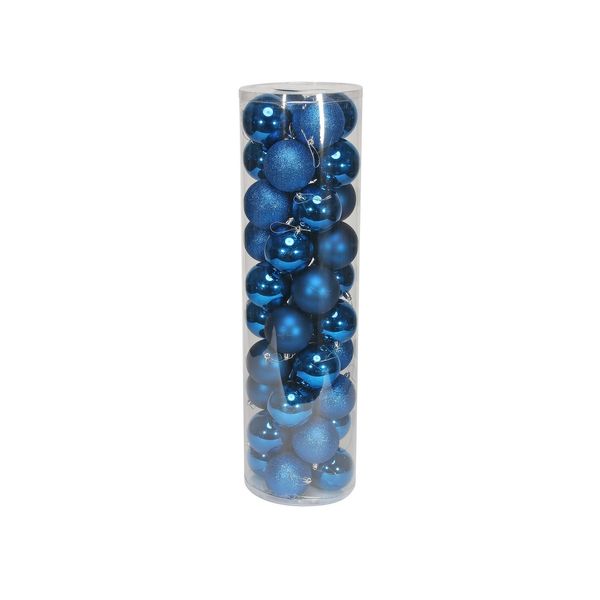 Blue 8cm Plastic Ball in tube (matt,shiny,glitter) x 40