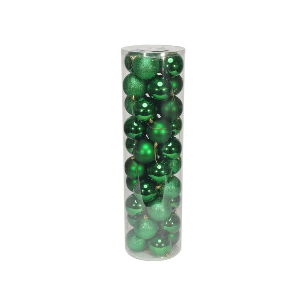 Holiday Green 8cm Plastic Ball in tube (matt,shiny,glitter) x 40