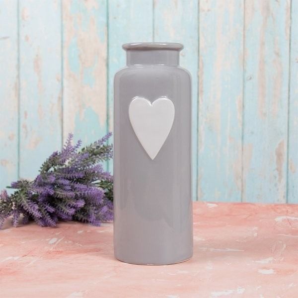 Grey Heart Vase