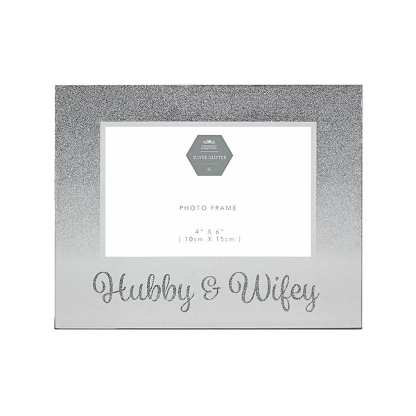 Silver Hubby & Wifey Frame (4 x6)