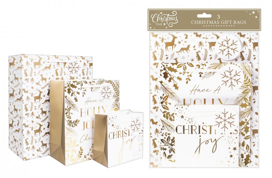Gold Woodland Gift Bags Pack Of 3
