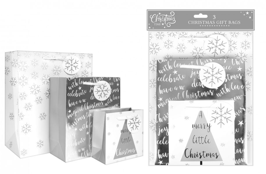 Silver Joy Gift Bags Pack Of 3