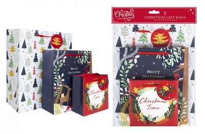 Christmas Time Gift Bags Pack Of 3
