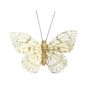 Cream/Gold Feather & Glitter Butterfly 6cm x 8cm w/clip/Pk 12