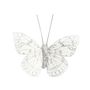 Silver Feather & Glitter Butterfly 6cm x 8cm w/clip/ Pk 12