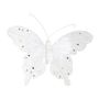 White Fabric & Glitter  Butterfly  16cm x 24cm  w/clip  white / Pk 6