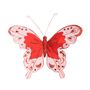  Red Fabric & Glitter  Butterfly   16cm x 24cm  w/clip /Pk 6