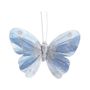  Blue Feather & Glitter Butterfly 8cm x 11.5cm w/clip/ Pk 12