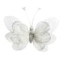 White Feather & Glitter butterfly with clip 9cm x 14cm/ Pk 6