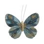 Petrol Green/Gold Feather & Glitter butterfly with clip 9cm x 12cm /Pk 12