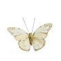 Cream/Gold Feather  & Glitter butterfly 5cm x 8cm w/clip/ Pk 12