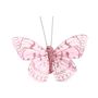 Pink Feather & Glitter Butterfly 6cm x 8cm w/clip /Pk 12