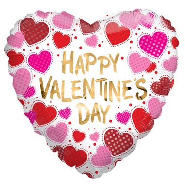 ECO Balloon- Happy Valentines Day Dots & Hearts (18 Inch)