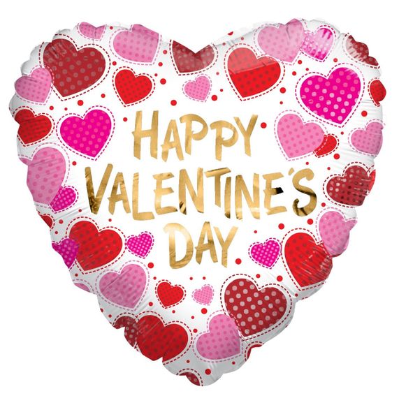 ECO Balloon- Happy Valentines Day Dots & Hearts (18 Inch)