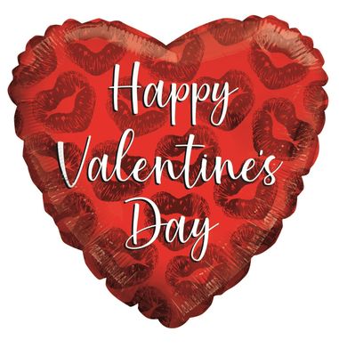 ECO Balloon- Happy Valentines Day Red Kisses (18 Inch)