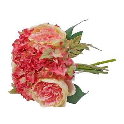 Aquitaine Peony Bouquet Cream Pink-6 Stems 34cm (12/72)