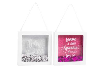 	Quote & Glitter Box Frame 15*2.5*15Cm 2/Assorted