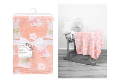Baby Blanket 75X100Cm Peach Bunny Rabbit Design