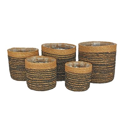 Set of 5 Hogla & Jute Rope w/Liner (Natural & Black)