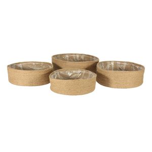 Set of 4 Jute Basket  w/Liner (Natural )