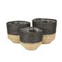 Set of 3  Jute Basket  w/Liner (Natural & Grey)