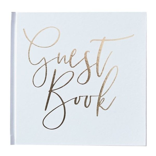 White & Gold Wedding Guest Book 