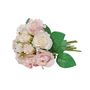 Aquitaine Rose Bouquet Pink/Cream/-12 Flowers/4Lvs27cm (12/96)