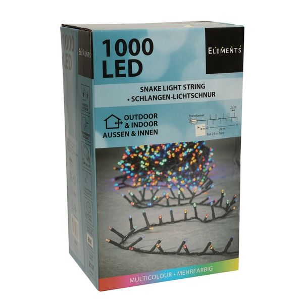 Snake light multicolour 1000led IP44 8FC timer - l2000cm