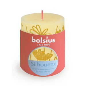 Bolsius Rustic Silhouette Pillar Candle  80 x 68mm - Butter Yellow