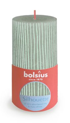 Bolsius Rustic Silhouette Pillar Candle 130 x 68mm - Jade Green
