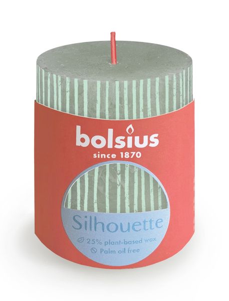 Bolsius Rustic Silhouette Pillar Candle  80 x 68mm - Jade Green